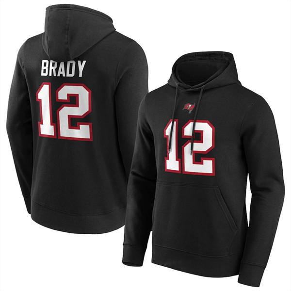 Men's Tampa Bay Buccaneers #12 Tom Brady Black Hoodie - Click Image to Close